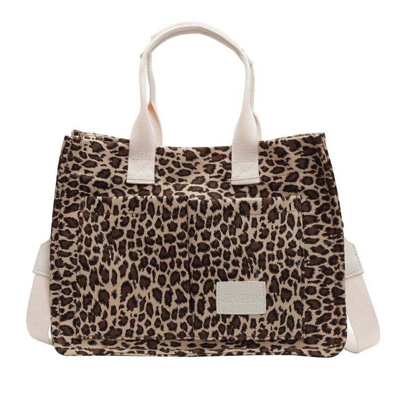 Leopard Print Canvas Tote Bag Large Capacity view 6