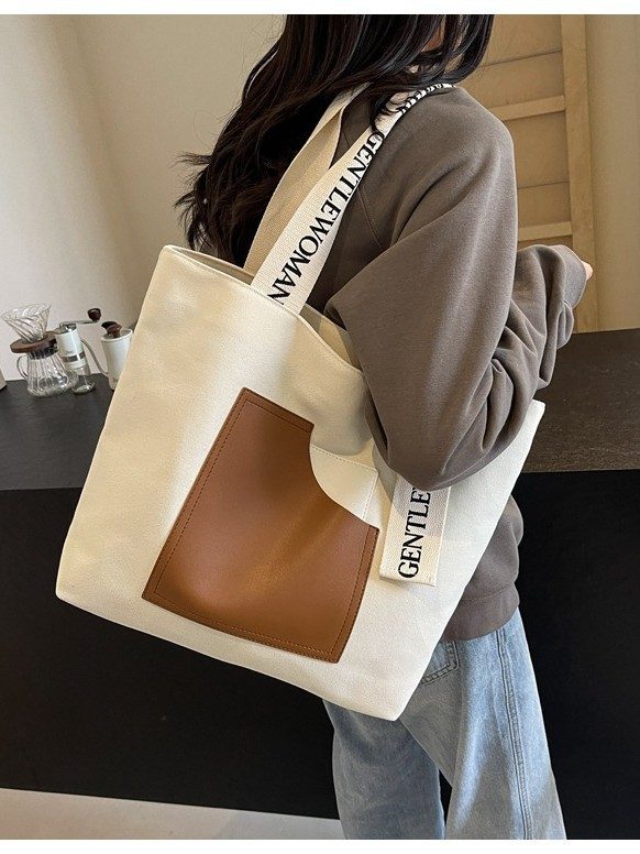 Canvas Tote Bag Letter Print Shoulder Bag