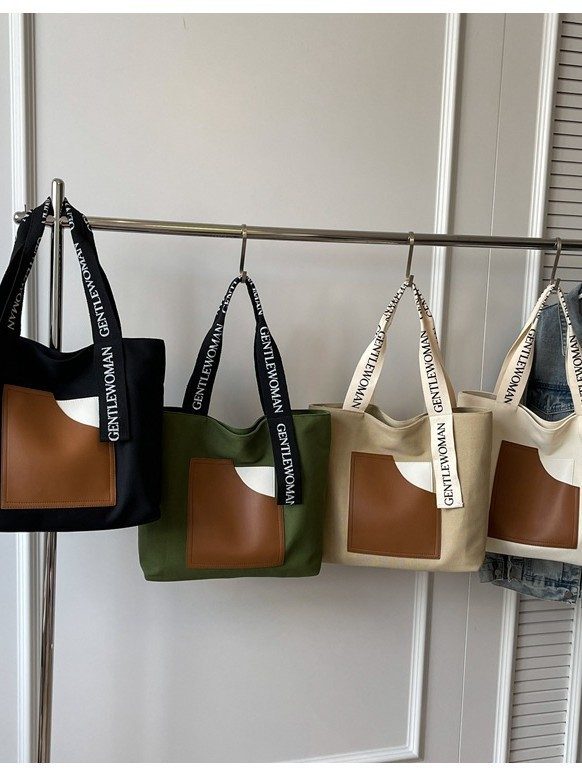 Canvas Tote Bag Letter Print Shoulder Bag view 2