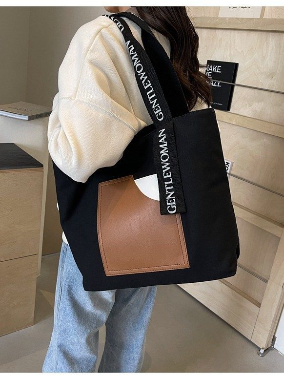 Canvas Tote Bag Letter Print Shoulder Bag view 3