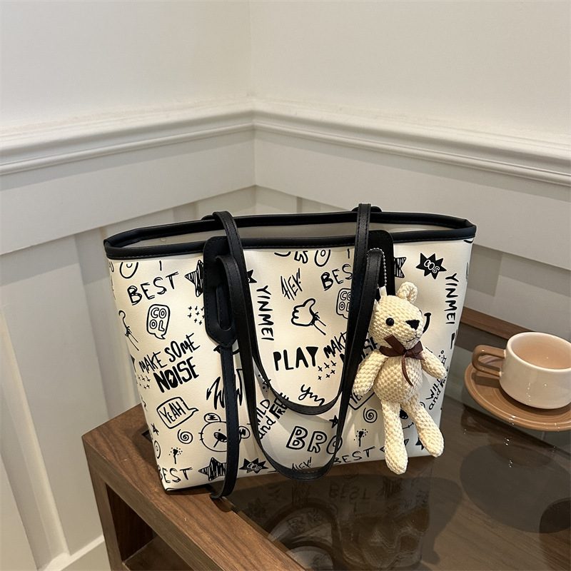 Bear Print Large Capacity Tote Shoulder Bag