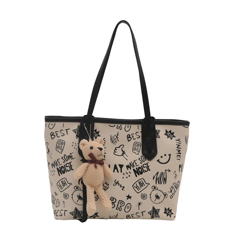 Bear Print Large Capacity Tote Shoulder Bag view 5