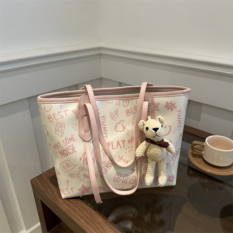 Bear Print Large Capacity Tote Shoulder Bag view 7