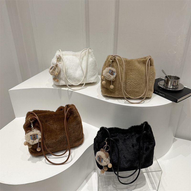 Faux Fur Large Capacity Tote Shoulder Bag