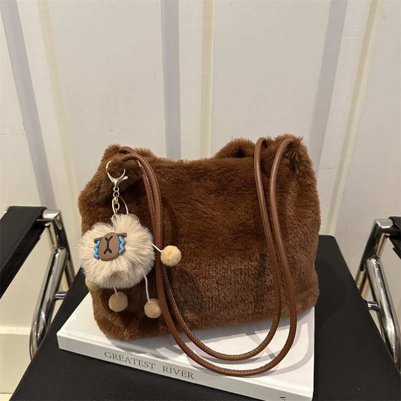 Faux Fur Large Capacity Tote Shoulder Bag view 3