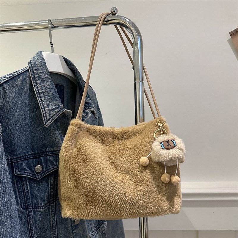 Faux Fur Large Capacity Tote Shoulder Bag view 4