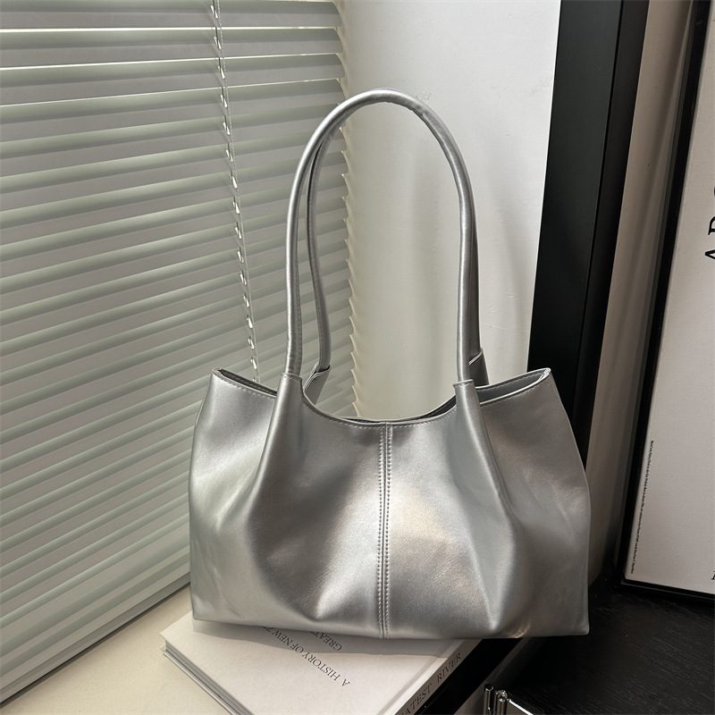 Solid Color Spliced Tote Top-Handle Bag view 2