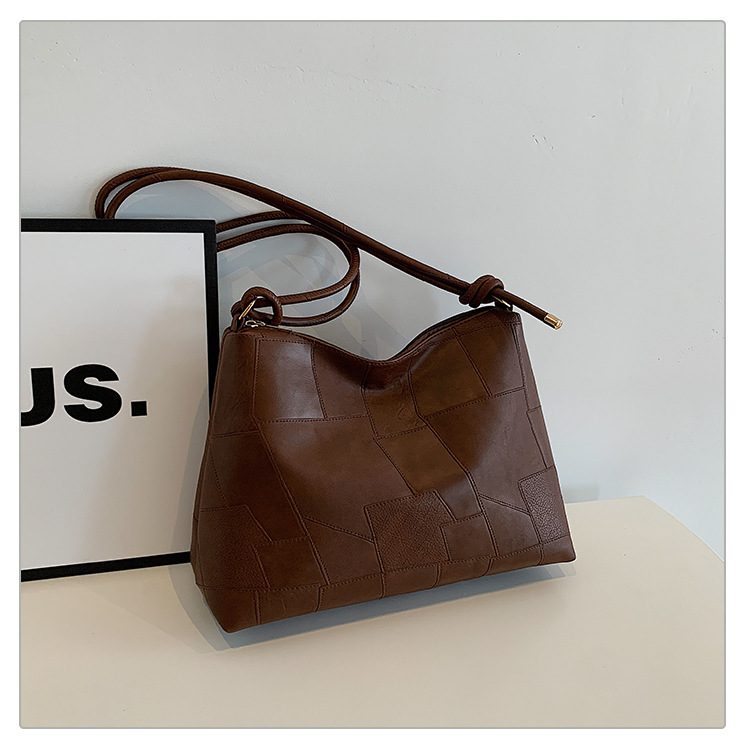 Vintage Solid Color Top-Handle Tote Bag view 11