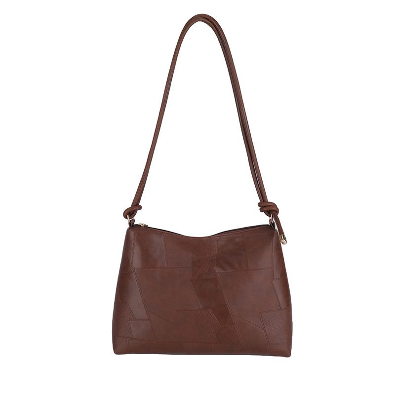 Vintage Solid Color Top-Handle Tote Bag view 5