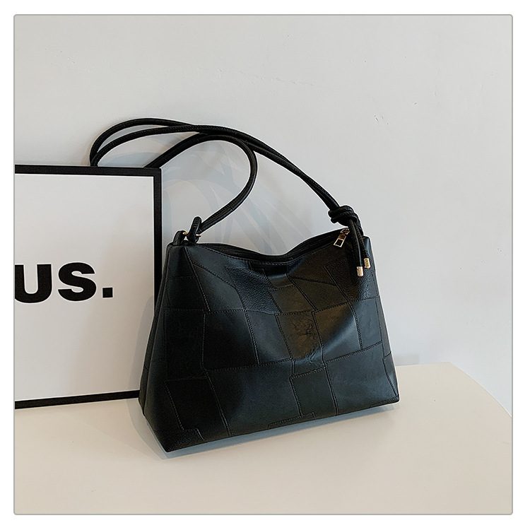 Vintage Solid Color Top-Handle Tote Bag view 6