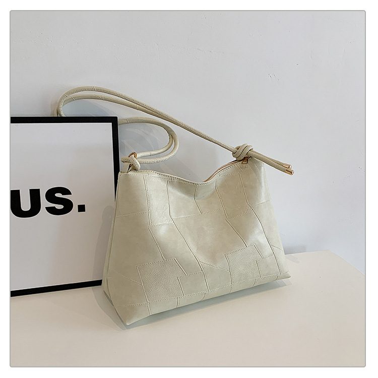 Vintage Solid Color Top-Handle Tote Bag view 7