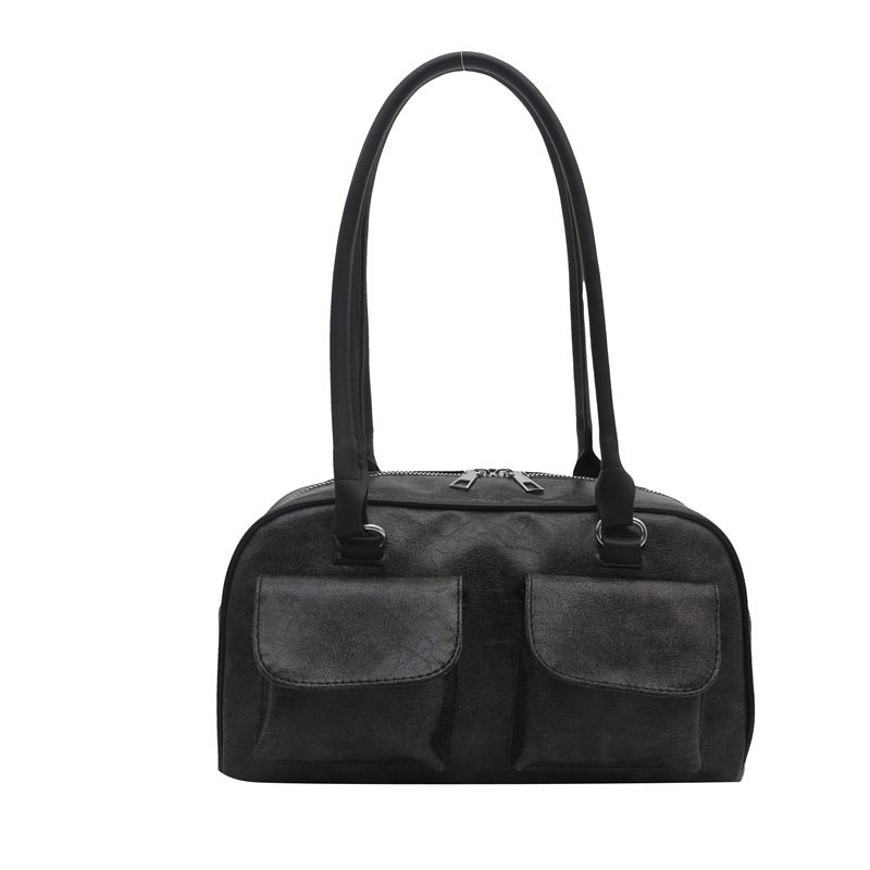 Glossy Double Pocket Top-Handle Shoulder Bag view 7