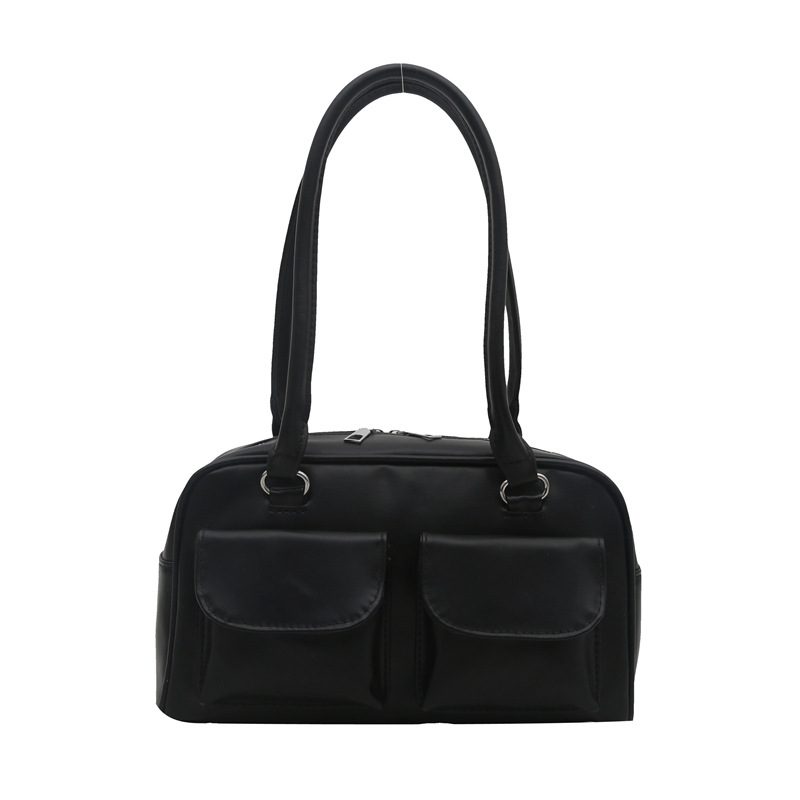 Glossy Double Pocket Top-Handle Shoulder Bag view 8