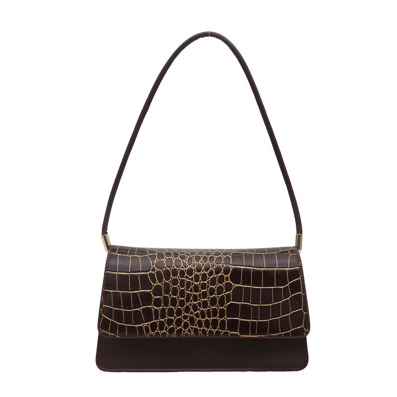 Crocodile Embossed Top-Handle Shoulder Bag view 5