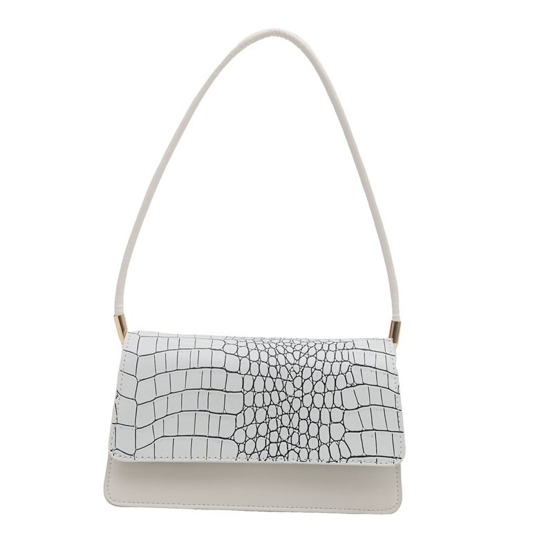Crocodile Embossed Top-Handle Shoulder Bag view 6