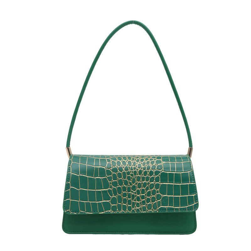 Crocodile Embossed Top-Handle Shoulder Bag view 7
