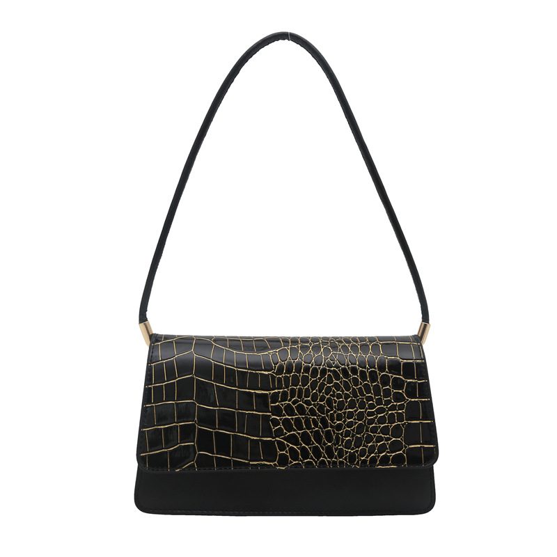 Crocodile Embossed Top-Handle Shoulder Bag view 8