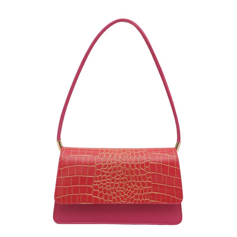 Crocodile Embossed Top-Handle Shoulder Bag view 9