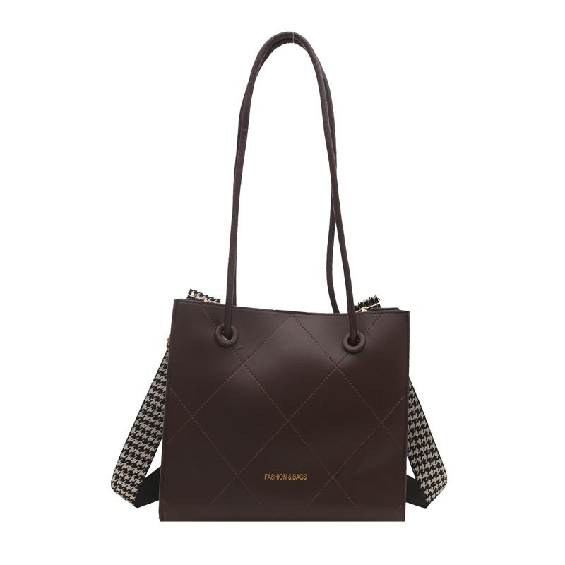 Vintage Wide-Strap Shoulder Tote Bag view 5