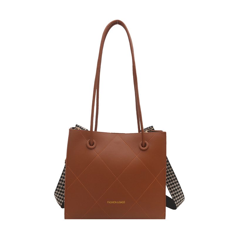 Vintage Wide-Strap Shoulder Tote Bag view 7
