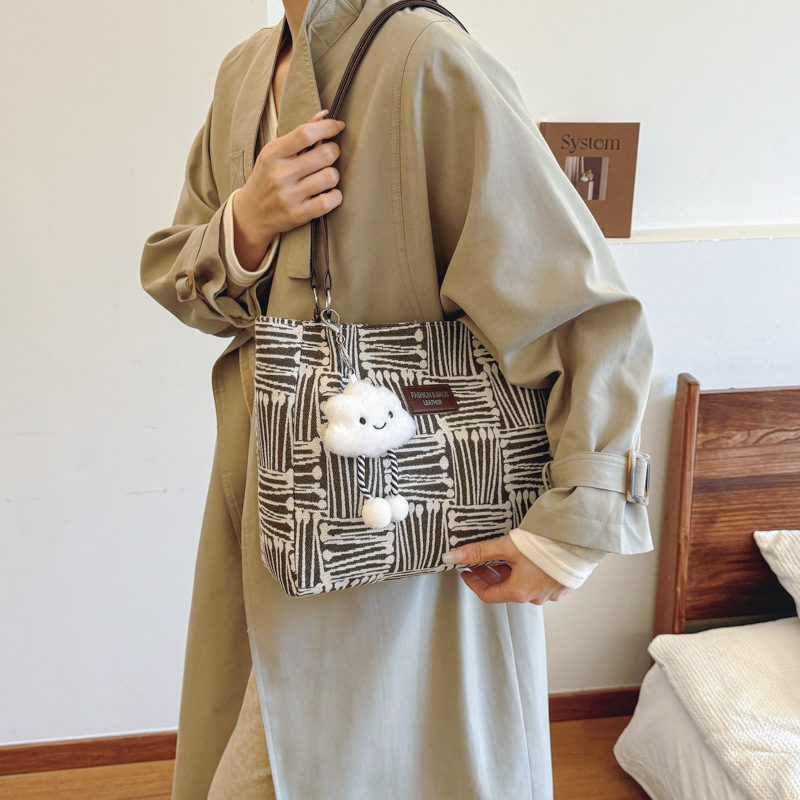 Striped Large Capacity Shoulder Tote Bag view 4