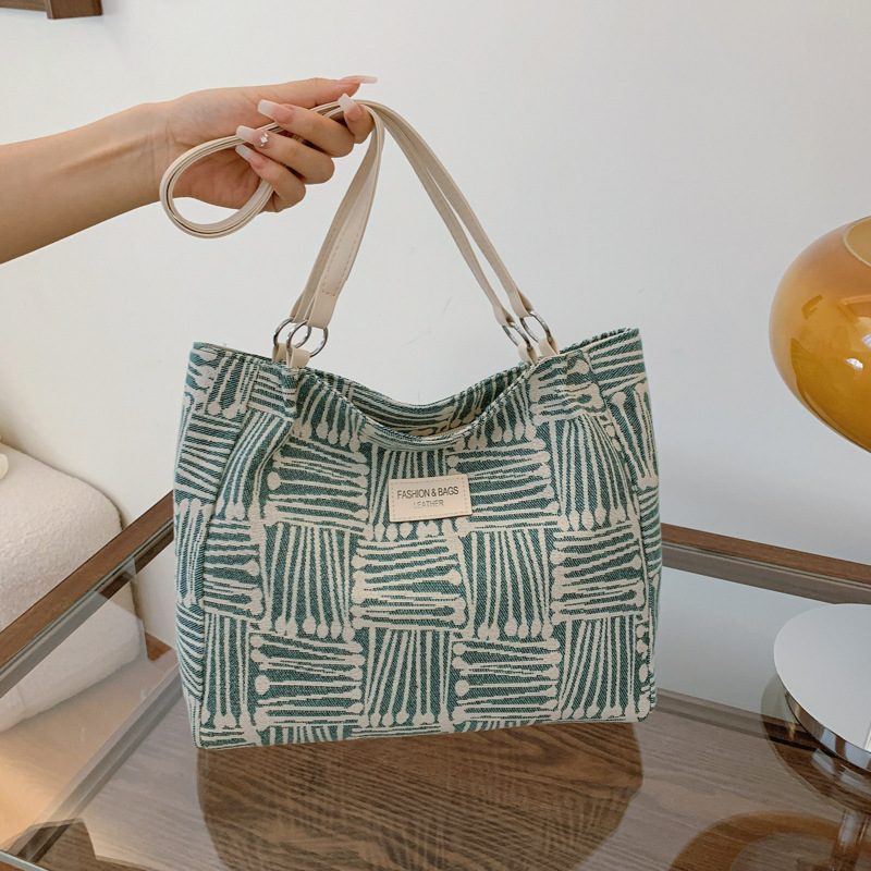 Striped Large Capacity Shoulder Tote Bag view 6