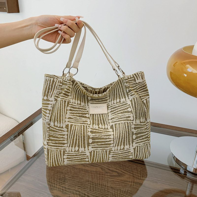 Striped Large Capacity Shoulder Tote Bag view 8
