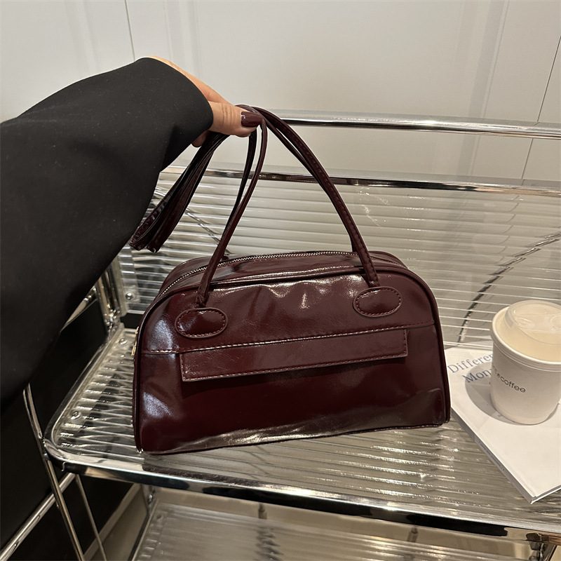 Multi-Pocket Zip Top-Handle Bowling Shoulder Bag view 4