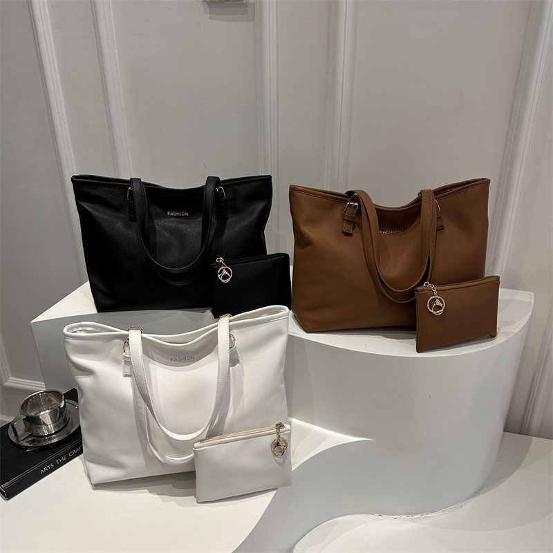 PU Leather Two-Piece Top-Handle Shoulder Tote Bag