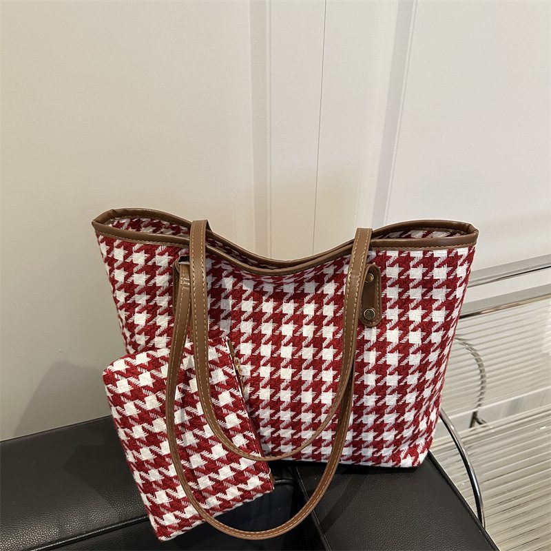 Large Capacity Checkered Tote Bag view 4