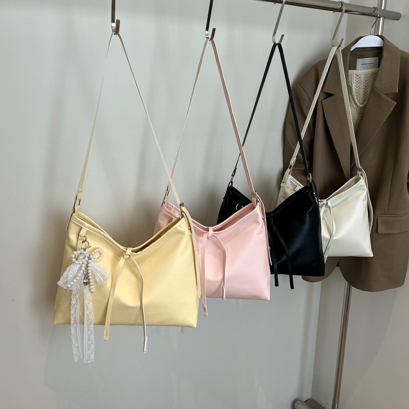 Bow Charm Minimalist Shoulder Tote Bag