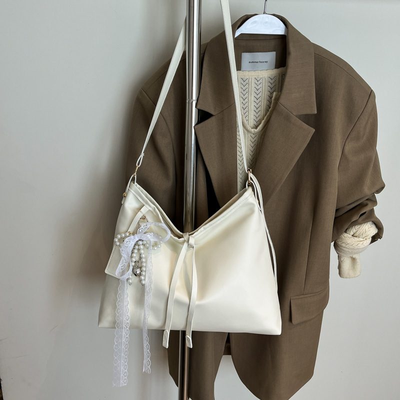 Bow Charm Minimalist Shoulder Tote Bag view 2