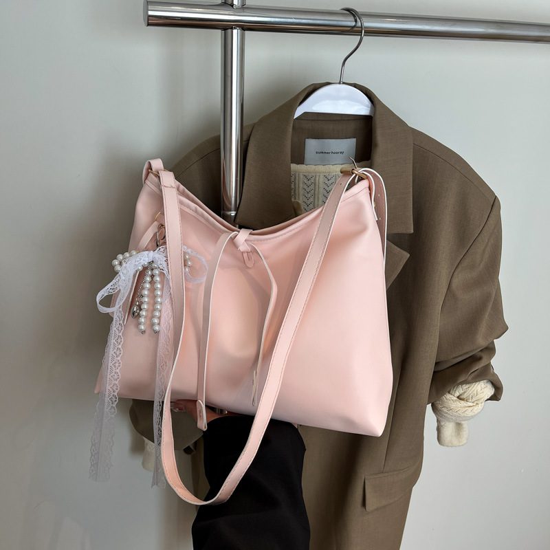Bow Charm Minimalist Shoulder Tote Bag view 3