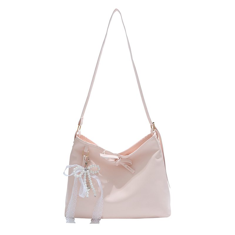 Bow Charm Minimalist Shoulder Tote Bag view 6