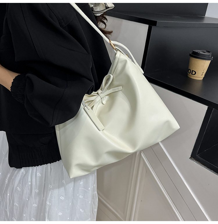 Bow Charm Minimalist Shoulder Tote Bag view 9
