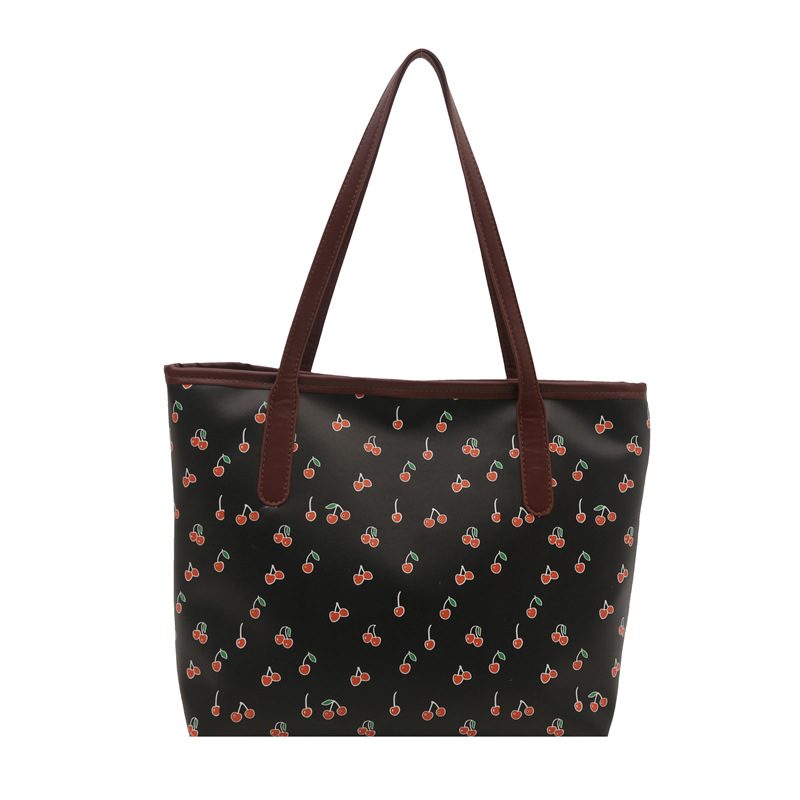 Tas Tote Bahu dengan Pegangan Atas Cetak Ceri view 7