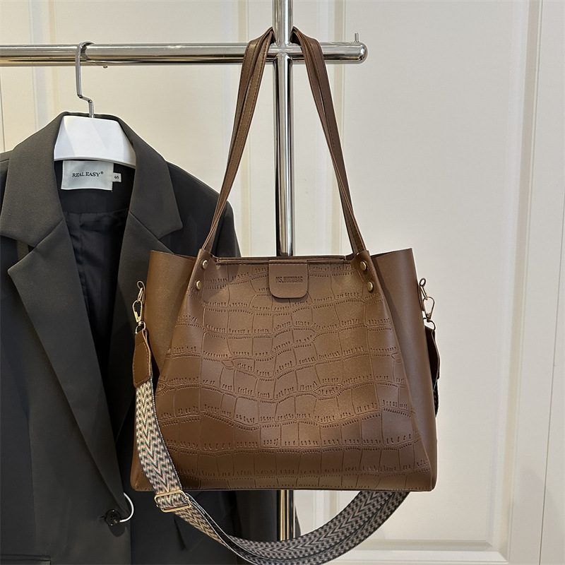 Crocodile Embossed Chain Tote Bag view 3