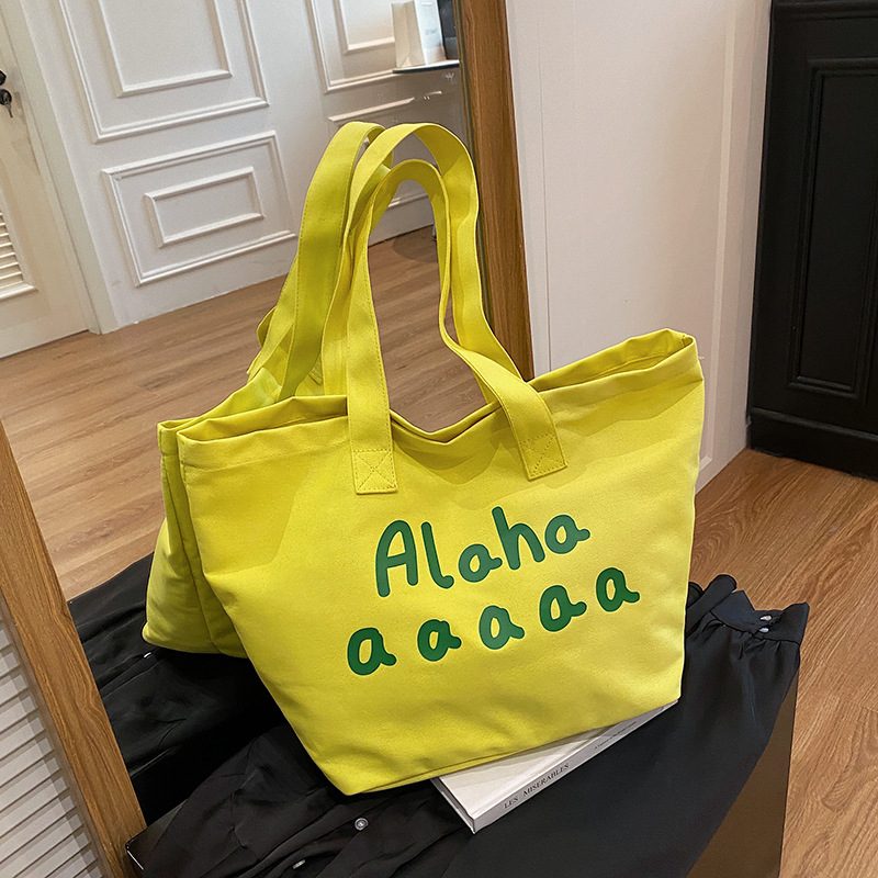 Canvas Letter Large Tote Bag view 4