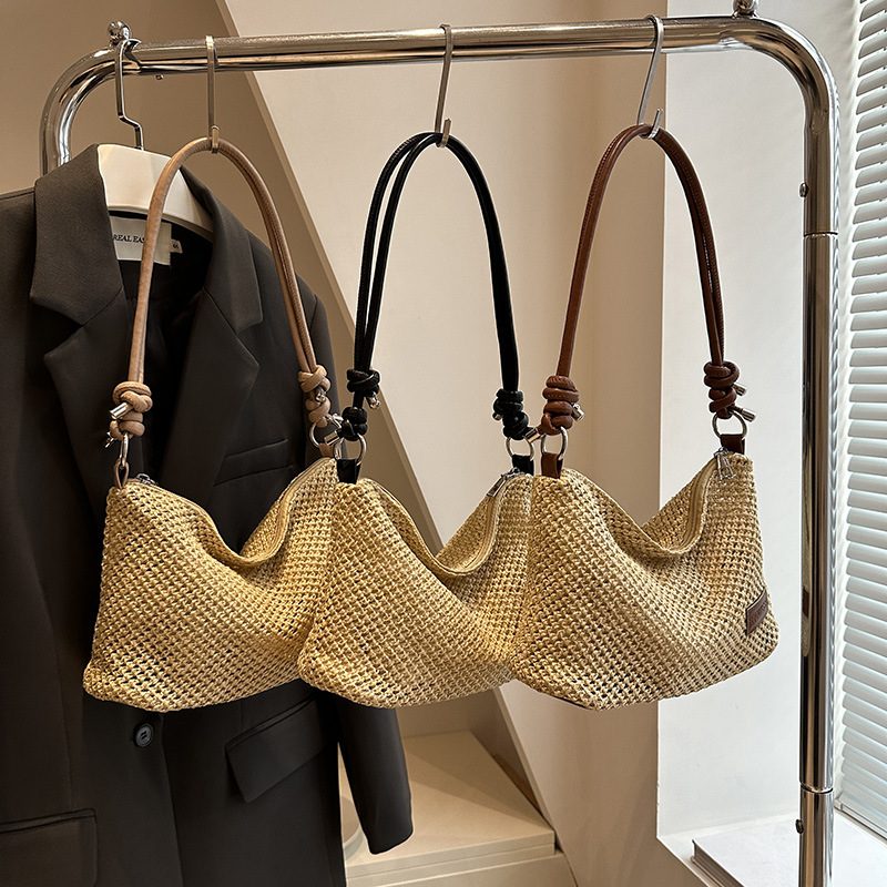 Woven Color Block Shoulder Bag