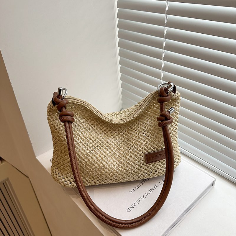 Woven Color Block Shoulder Bag view 3