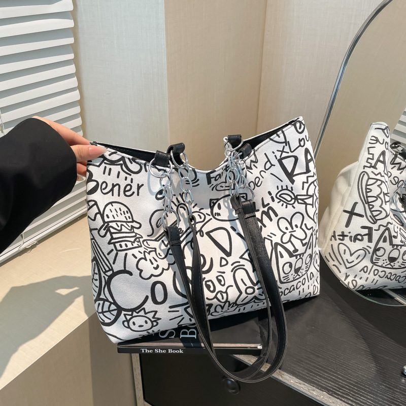 Graffiti Canvas Large Tote Bag view 2