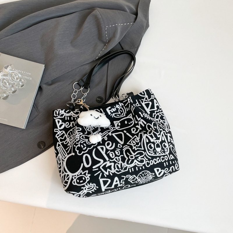 Graffiti Canvas Large Tote Bag view 6