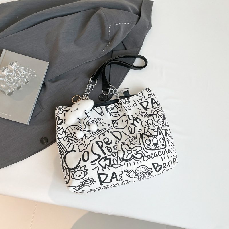 Graffiti Canvas Large Tote Bag view 8