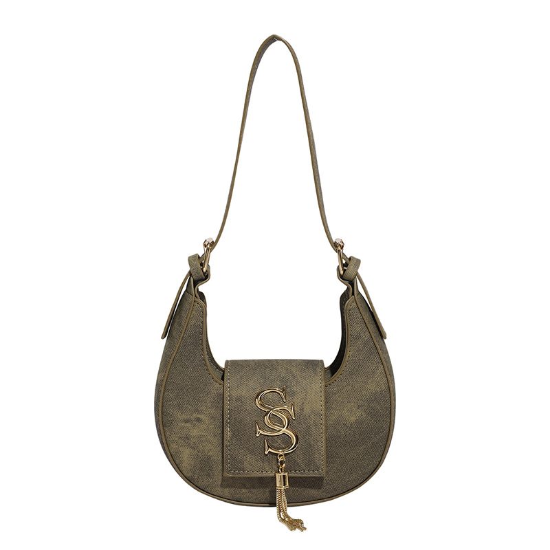 Letter Print Crescent Shoulder Bag view 10