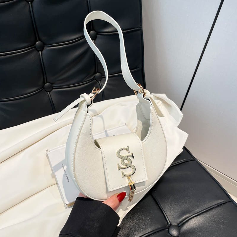 Letter Print Crescent Shoulder Bag view 2