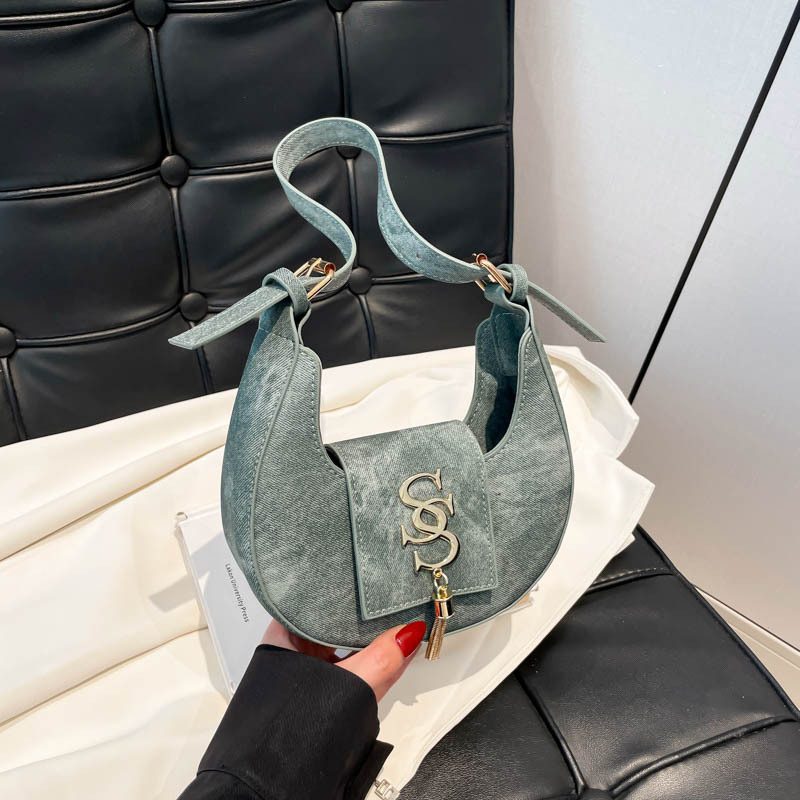 Letter Print Crescent Shoulder Bag view 4