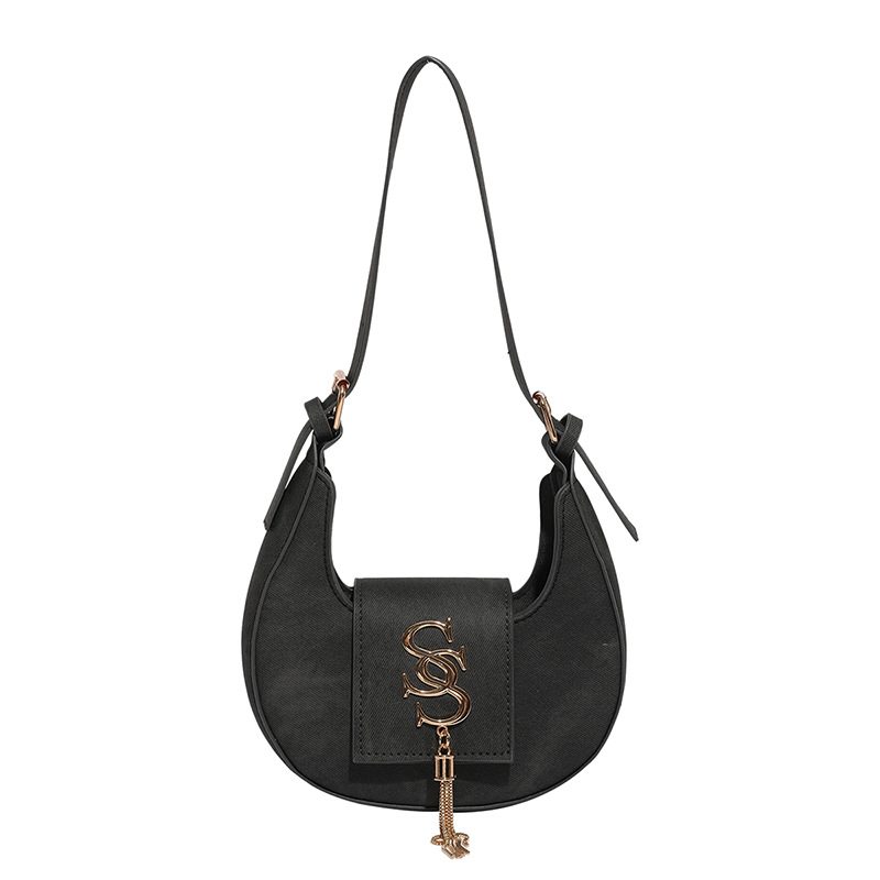 Letter Print Crescent Shoulder Bag view 6