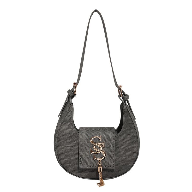 Letter Print Crescent Shoulder Bag view 9