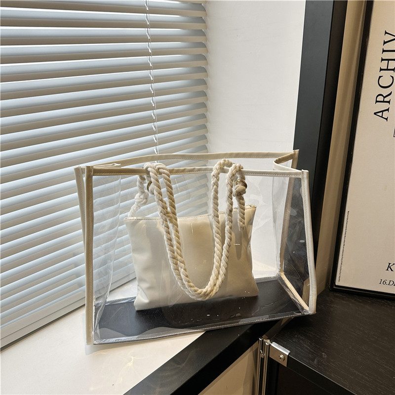 Tas Tote Pegangan Atas Panel Transparan view 2