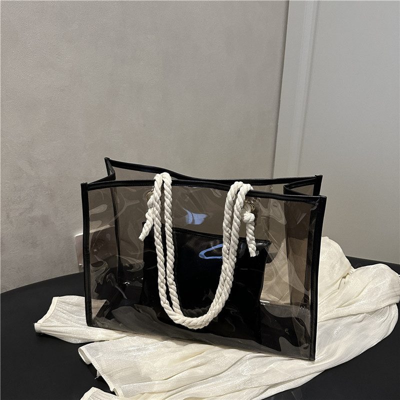 Tas Tote Pegangan Atas Panel Transparan view 3